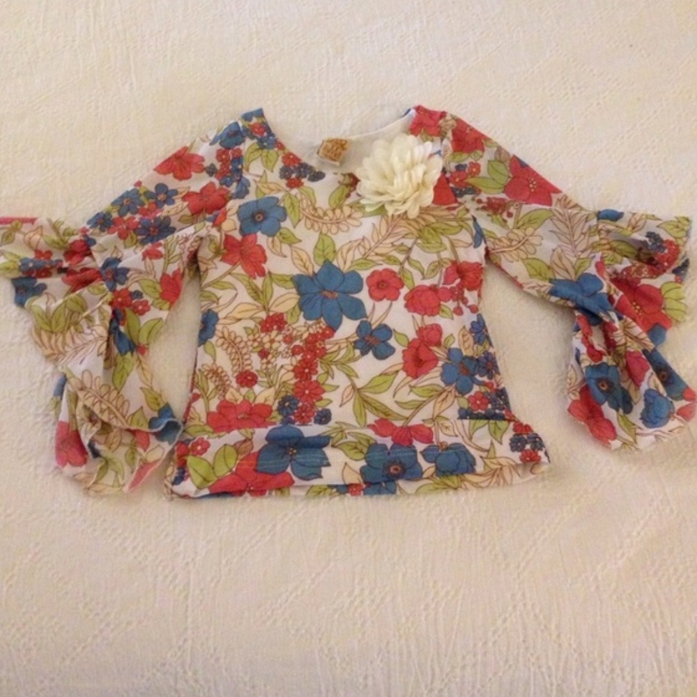 Floral Boho Style bell sleeve top